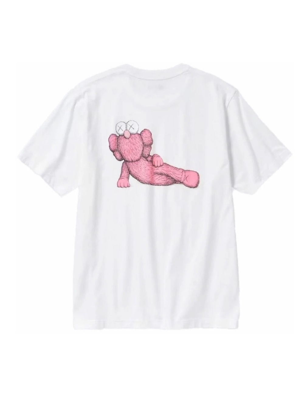 Uniqlo Kaws White Short Sleeve Tee with Pink Cartoon Back Graphic XL